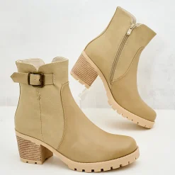 Botki na Obcasie damskie 1026-6333-A2069 (12par∕36-41) beżowy