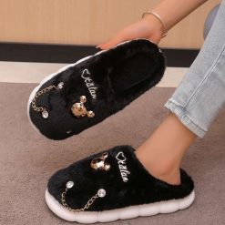 Kapcie damskie 1026-6417-BG186 (12par∕36-41) czarny