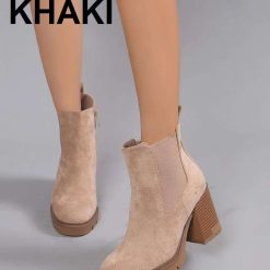 Botki na Obcasie damskie 1026-6449-NS532 (12par∕36-41) khaki
