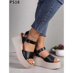 Sandały na Koturnie damskie 1026-6834-PS18 (12par∕36-41) czarny