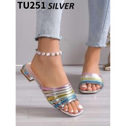 Klapki damskie 1026-6889-TU251 (12par∕36-41) srebrny