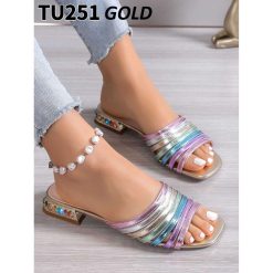 Klapki damskie 1026-6890-TU251 (12par∕36-41) złoty