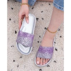 Klapki damskie Mix kolor 1026-7009-D263 (18par∕36-41) srebrny